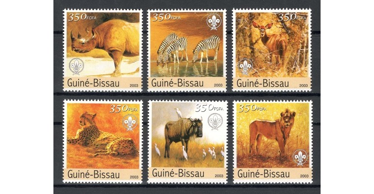 GUINEA BISSAU 2003 - FAUNA AFRICANA - SERIE DE 6 TIMBRE - NESTAMPILATA - MNH / fauna547